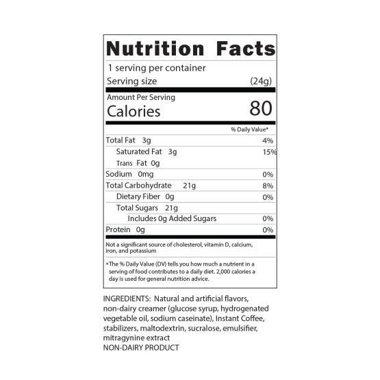 Cafe mit kratom coffee supplement facts panel for single serve packet